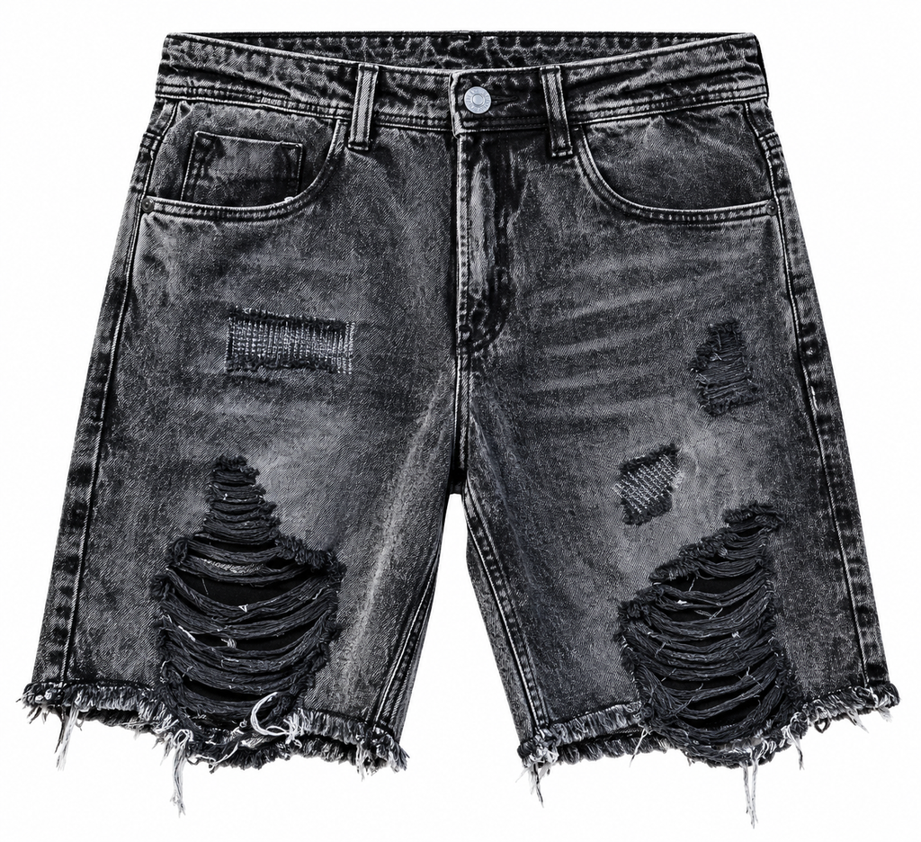 Short de Denim Negro Ripped 30497