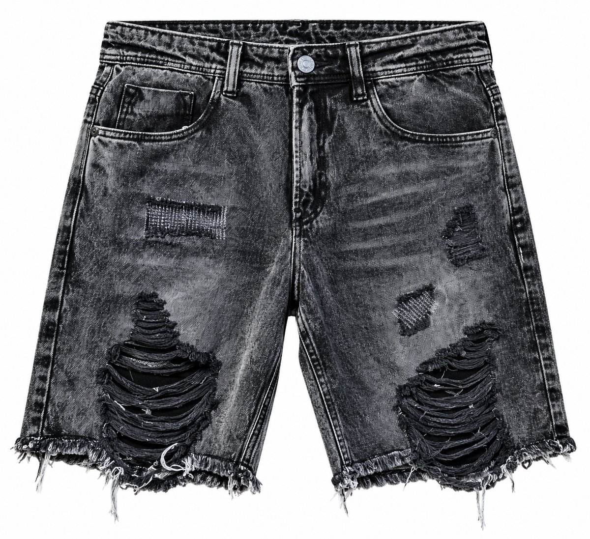 Short de Denim Negro Ripped 30497