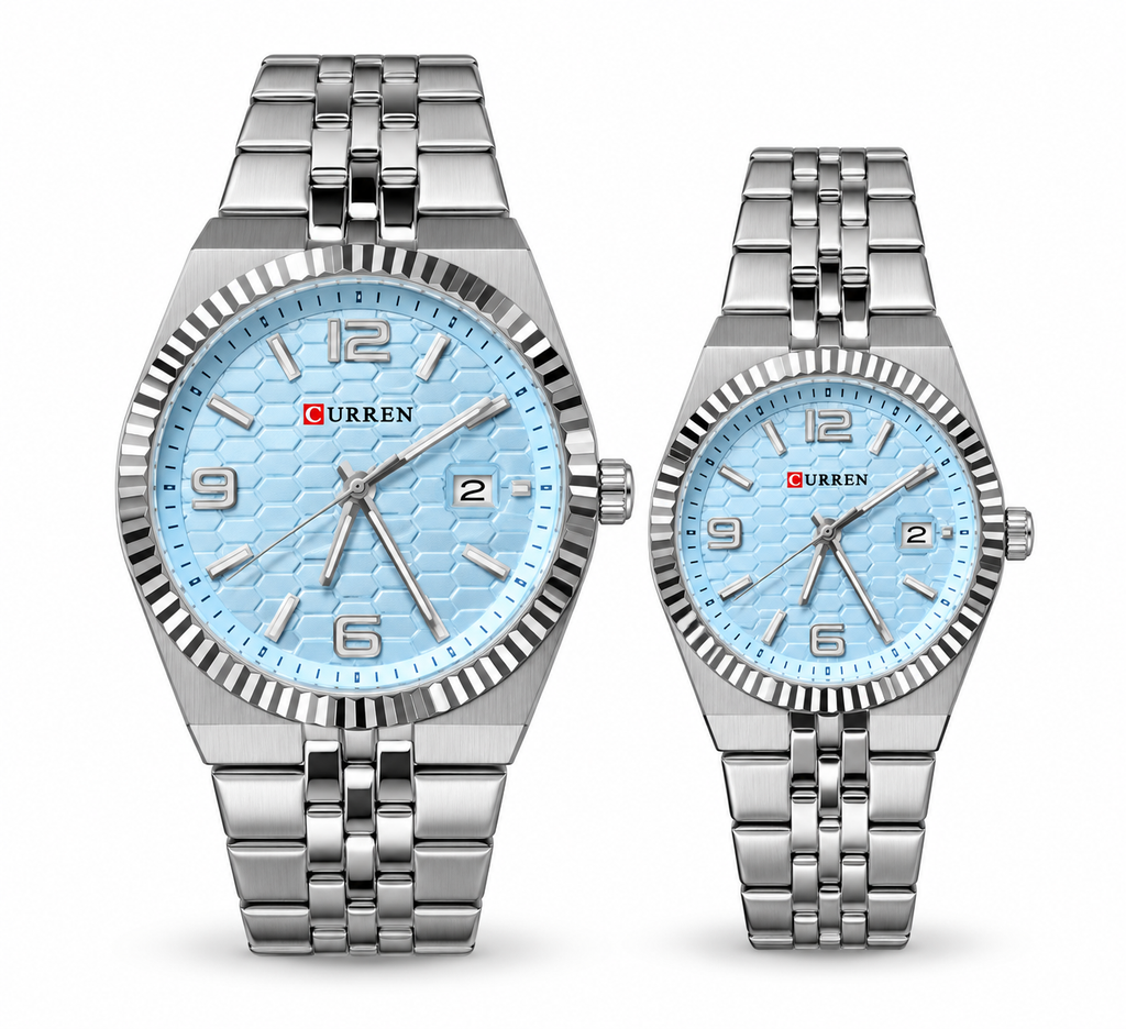 Set de Relojes Curren para Pareja – Azul Cielo