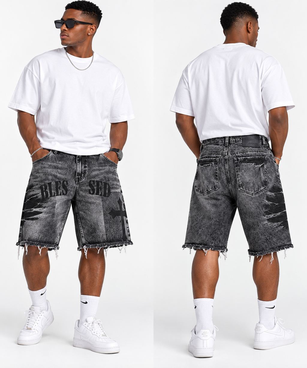 Short de Denim 30676 con Apliques