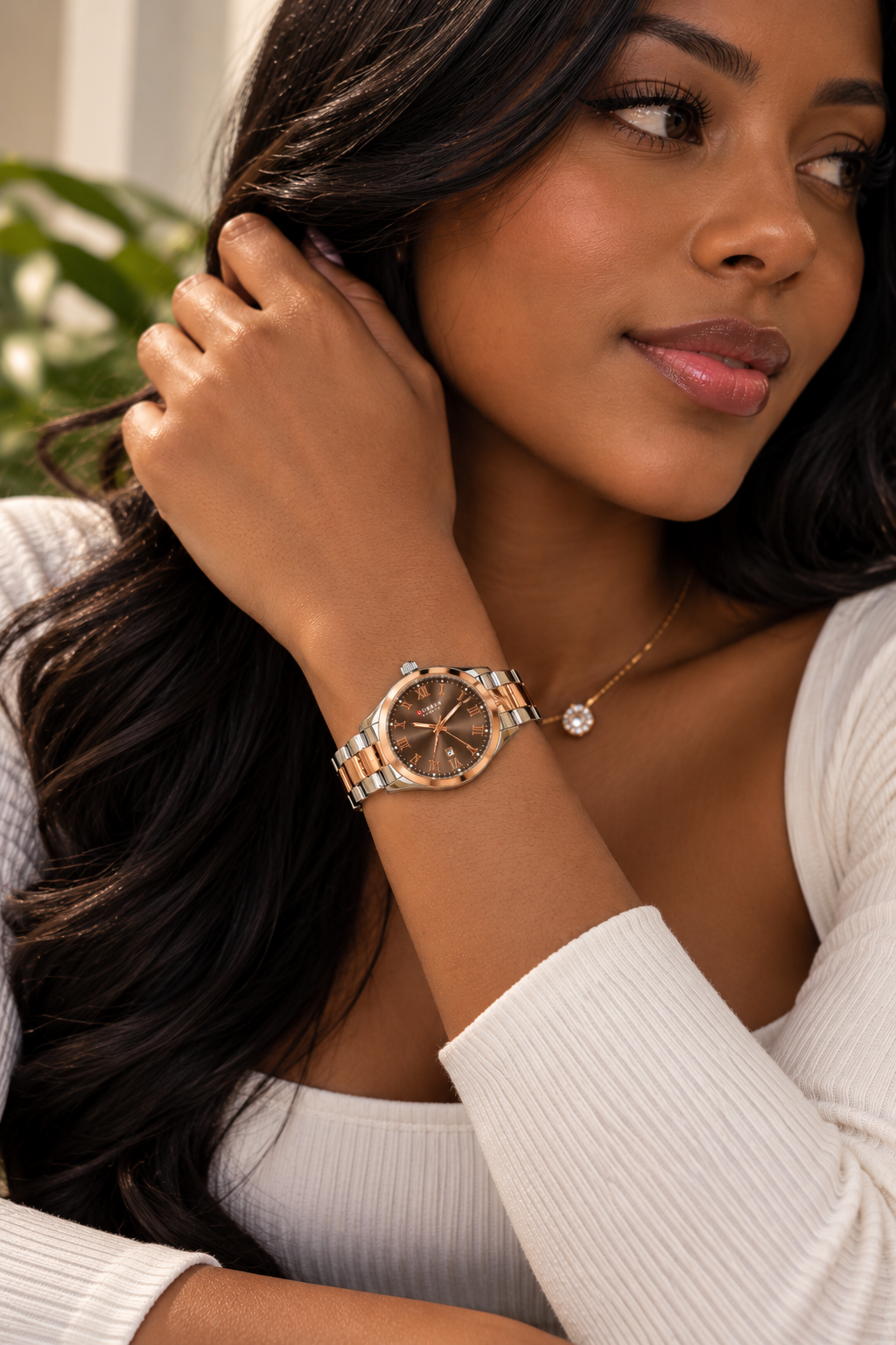Reloj Curren Clásico Café Bicolor para Mujer - 9095
