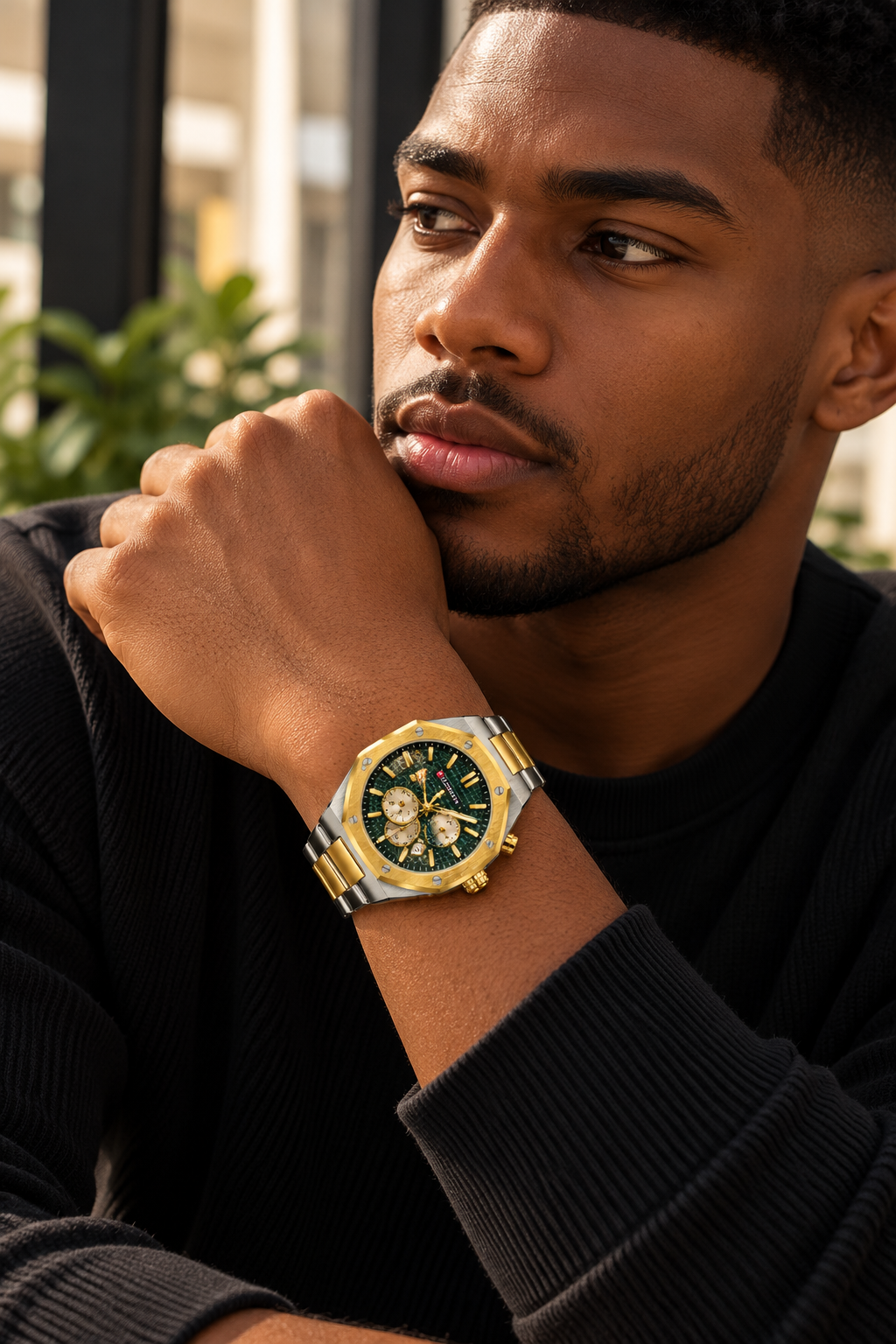 Reloj Curren 8440 Cronógrafo Verde y Dorado